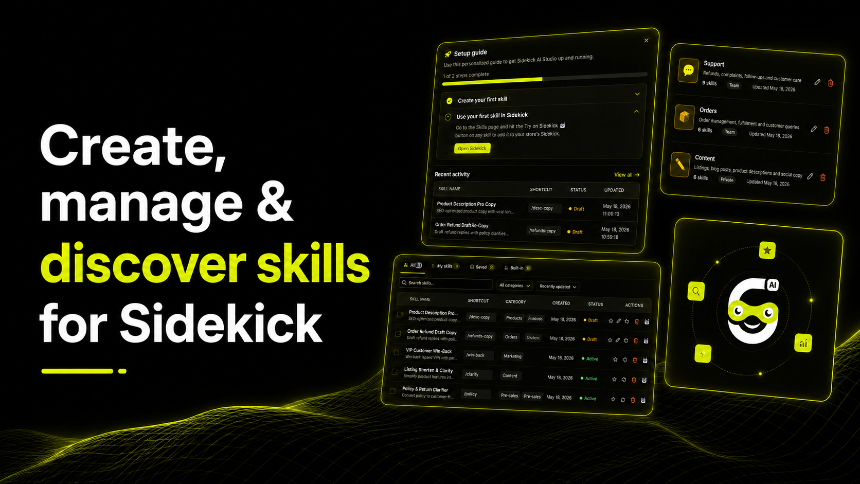Sidekick AI Studio: Powerfull Skills Library for Shopify Merchants